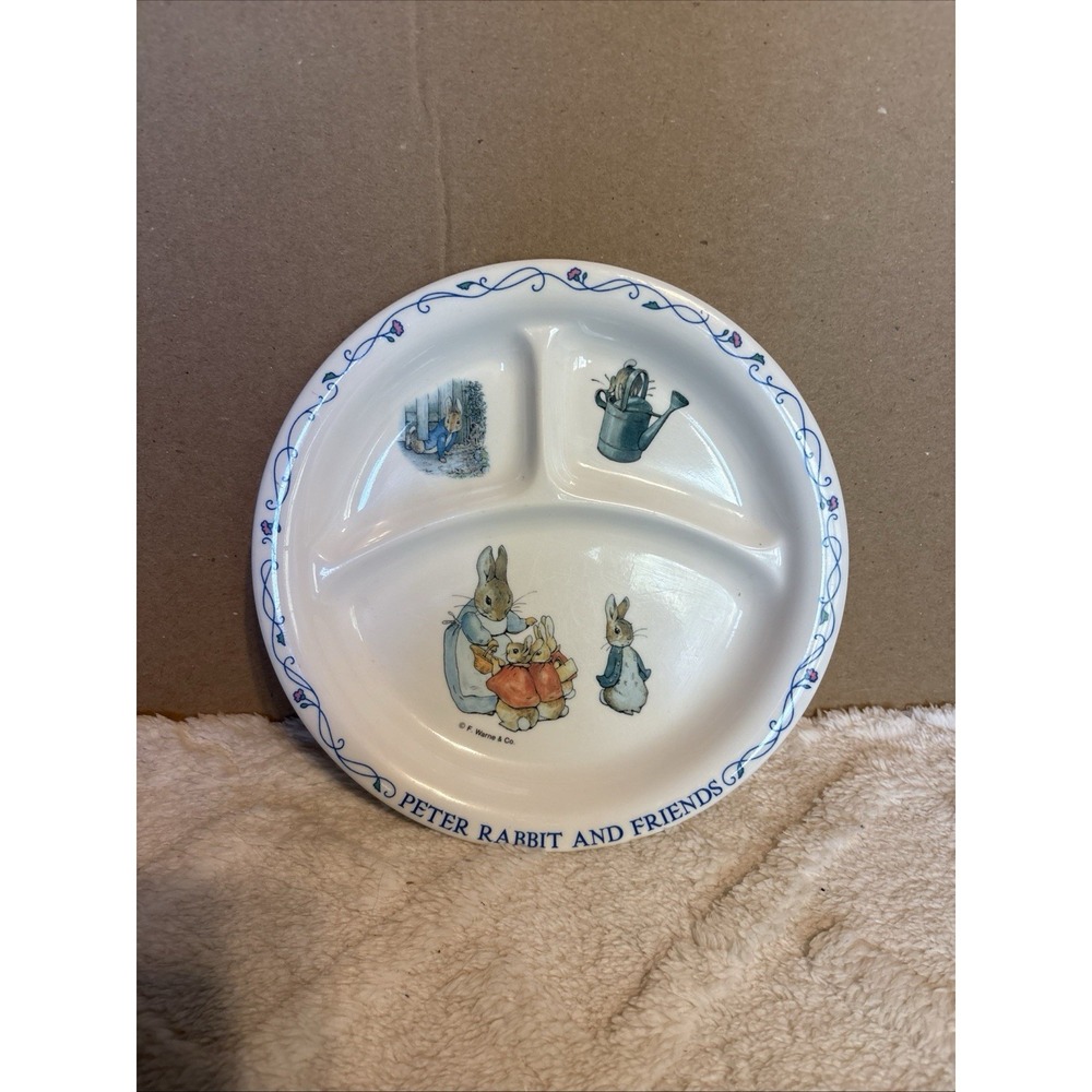 VTG Peter Rabbit Divided Childs Plate Eden Melamine 80s-90s F. Warne & Co Bunny